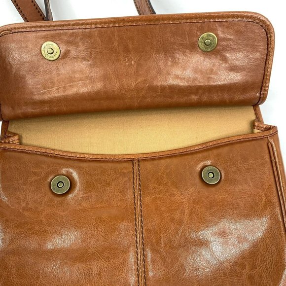 Vintage Carlo Rino Satchel Crossbody Handbag Purse Brown Leather Magnetic Snap - Picture 7 of 7